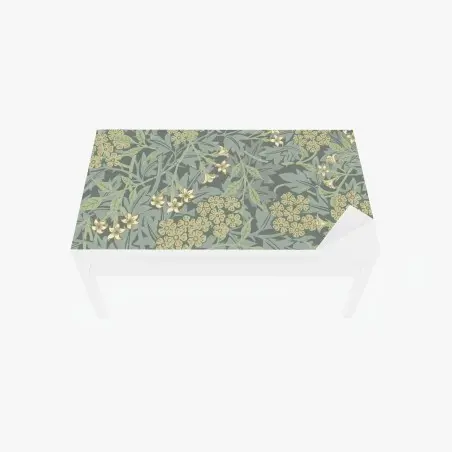 Adesivo per tavolo e scrivania motivo botanico vintage verde salvia e crema • Wallissimo®
