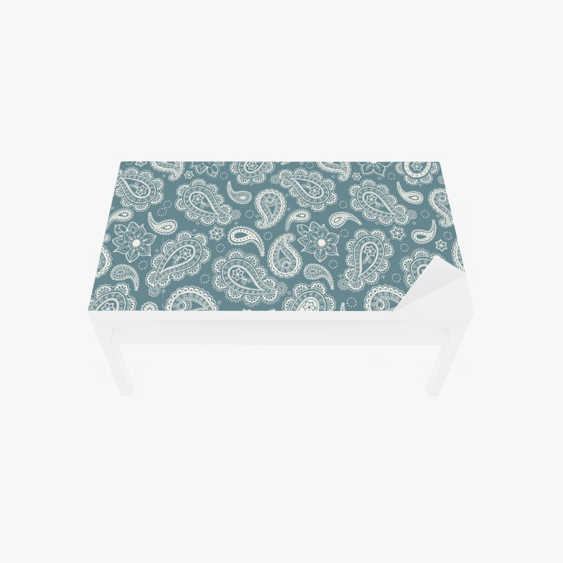 Adesivo per tavolo e scrivania motivo paisley turchese elegante