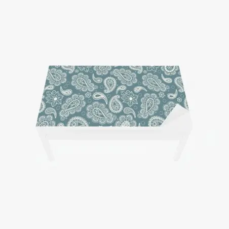 Adesivo per tavolo e scrivania motivo paisley turchese elegante • Wallissimo®