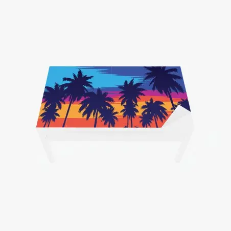 Adesivo per tavolo e scrivania tramonto tropicale in stile retrò • Wallissimo®