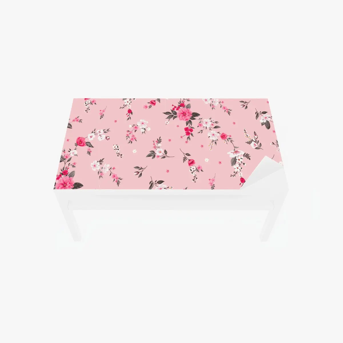 Adesivo per tavolo e scrivania motivo floreale rosa pastello elegante • Wallissimo®