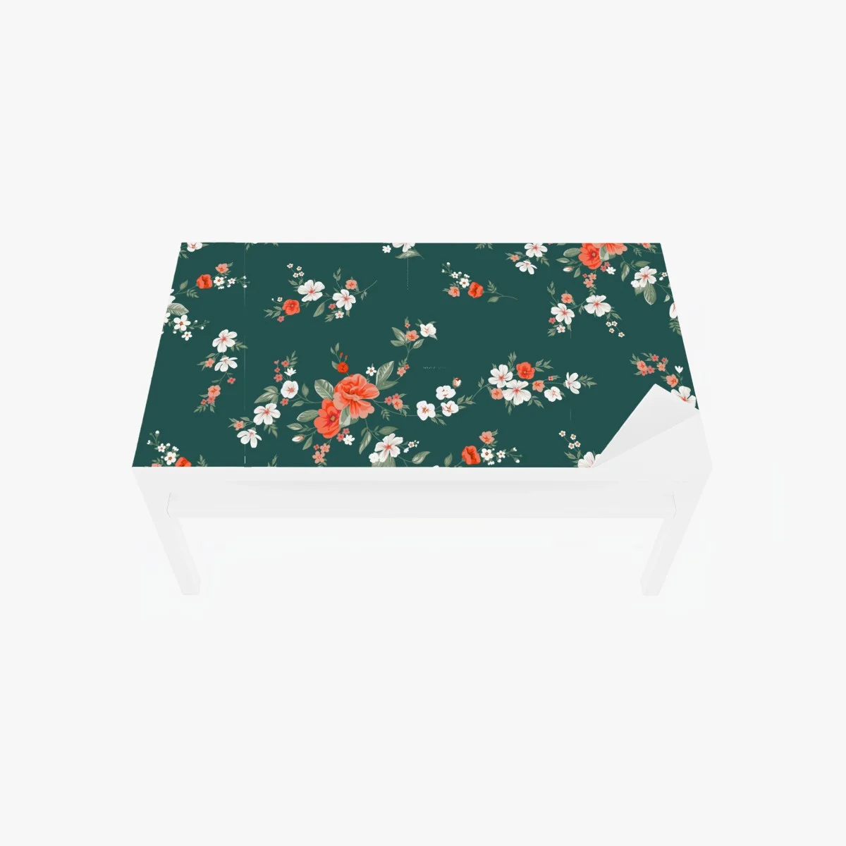 Adesivo per tavolo e scrivania motivo floreale elegante su sfondo verde smeraldo • Wallissimo® Adesivo per tavolo e scrivania motivo floreale elegante su sfondo verde smeraldo • Wallissimo®