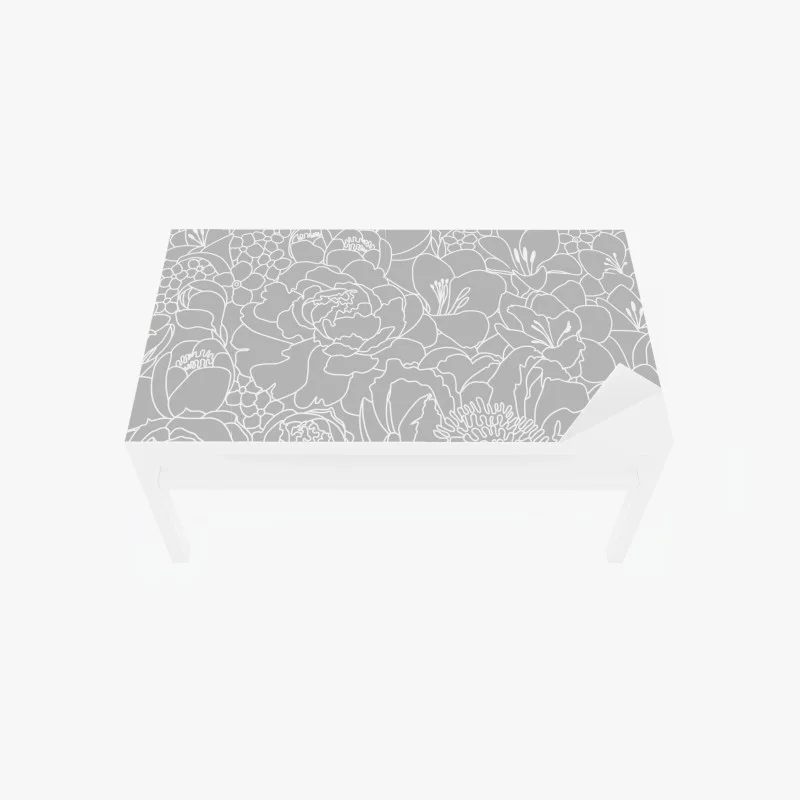 Adesivo per tavolo e scrivania motivo floreale moderno in bianco e grigio