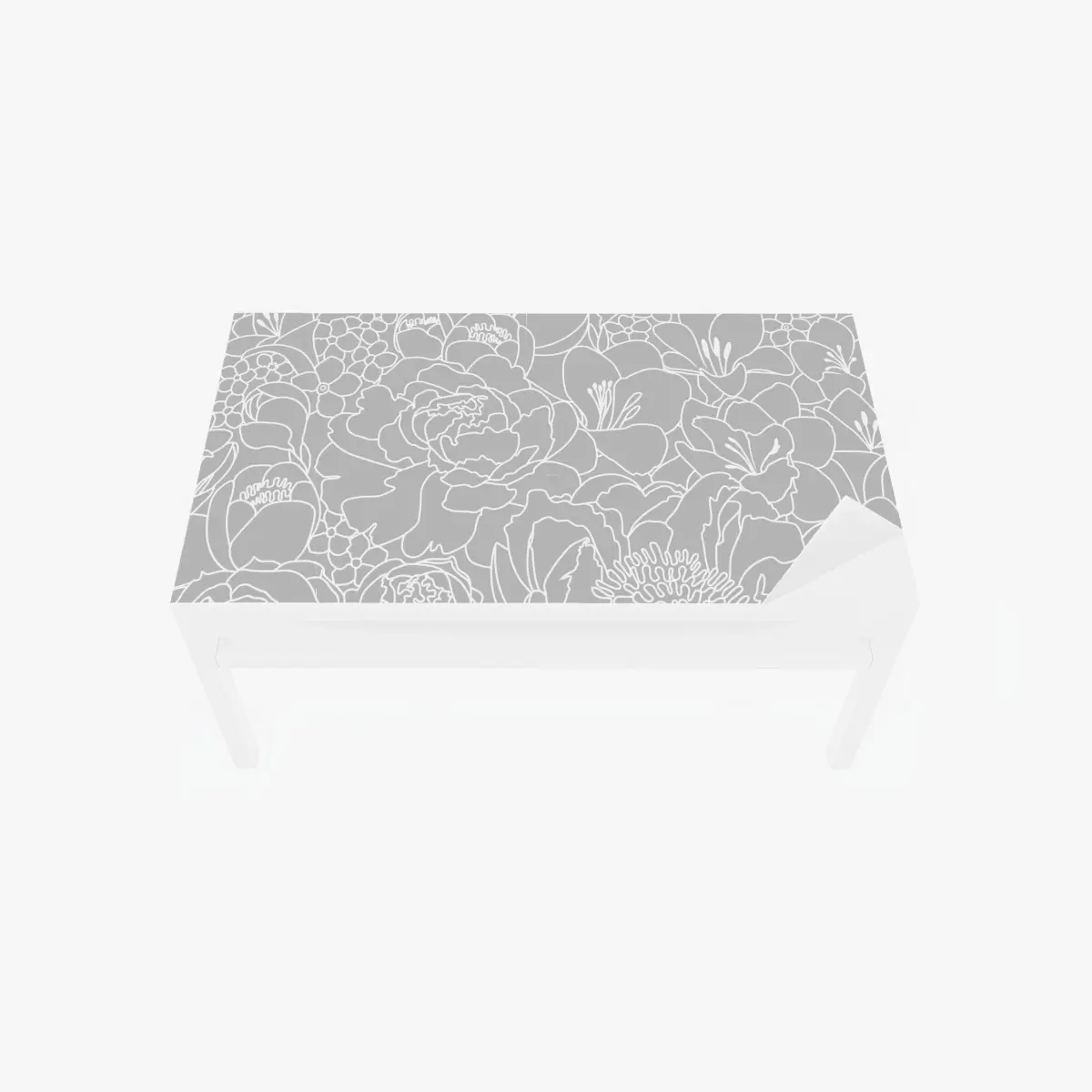 Adesivo per tavolo e scrivania motivo floreale moderno in bianco e grigio • Wallissimo®