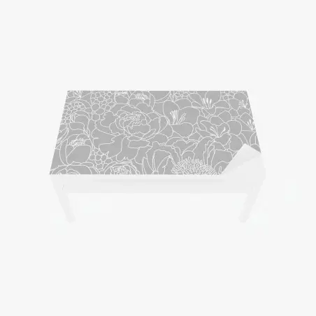 Adesivo per tavolo e scrivania motivo floreale moderno in bianco e grigio • Wallissimo®