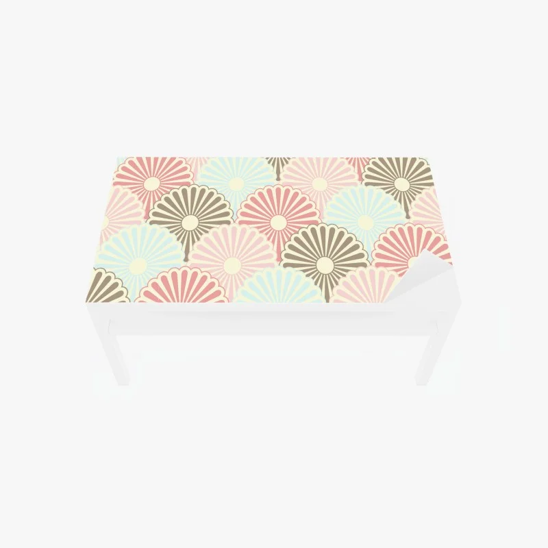 Adesivo per tavolo e scrivania motivo a ventaglio pastello vintage ed elegante