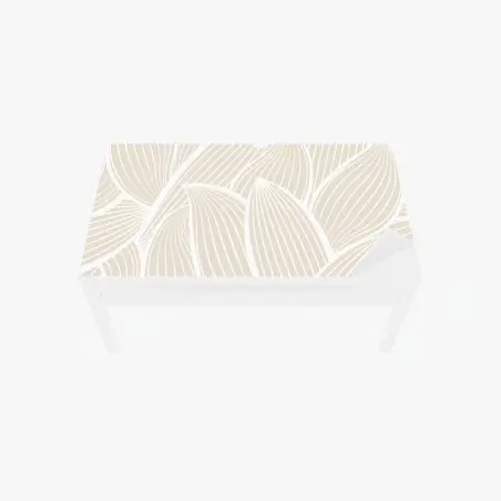 Adesivo per tavolo e scrivania motivo a foglie minimalista beige e bianco • Wallissimo®