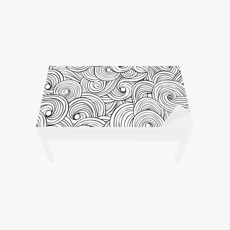 Adesivo per tavolo e scrivania onde astratte a spirale in bianco e nero