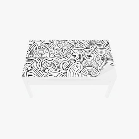 Adesivo per tavolo e scrivania onde astratte a spirale in bianco e nero • Wallissimo®