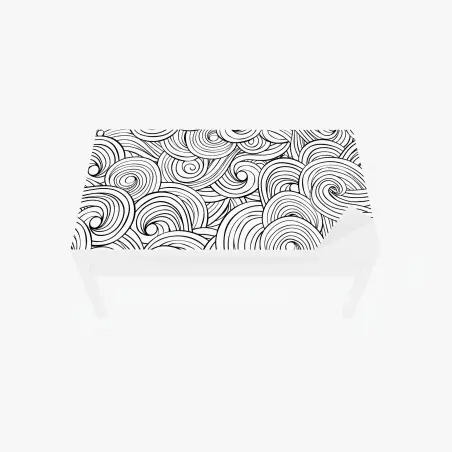 Adesivo per tavolo e scrivania onde astratte a spirale in bianco e nero • Wallissimo®