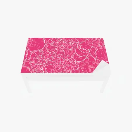 Adesivo per tavolo e scrivania motivo floreale rosa intenso con peonie • Wallissimo®