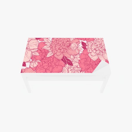 Adesivo per tavolo e scrivania peonie rosa in fiore • Wallissimo®