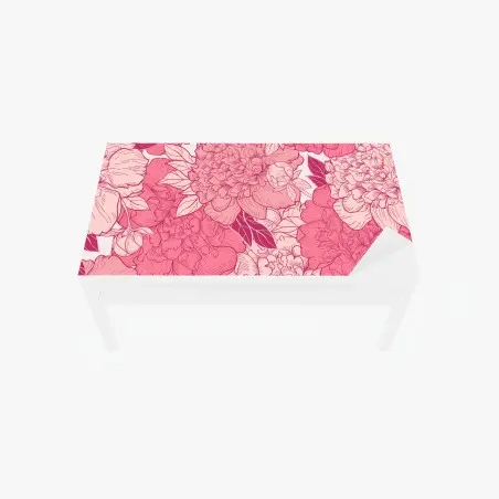 Adesivo per tavolo e scrivania peonie rosa in fiore • Wallissimo®