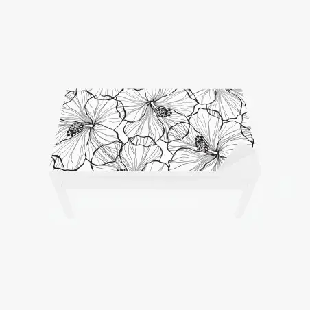 Adesivo per tavolo e scrivania motivo floreale a linee sottili in bianco e nero • Wallissimo®