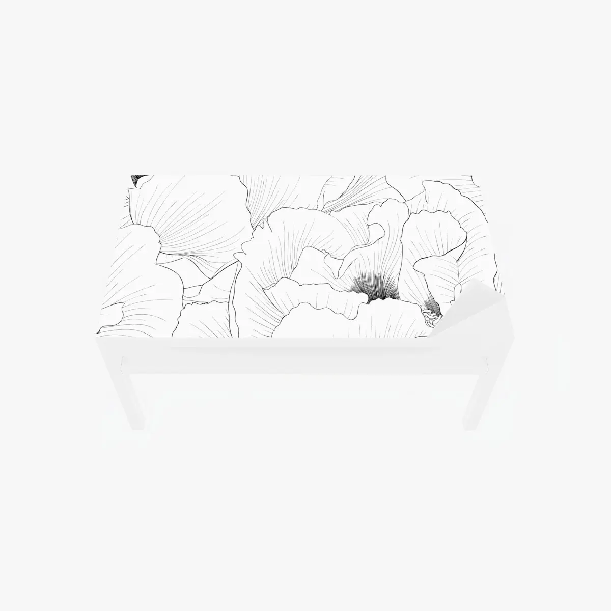 Adesivo per tavolo e scrivania motivo floreale in bianco e nero • Wallissimo®