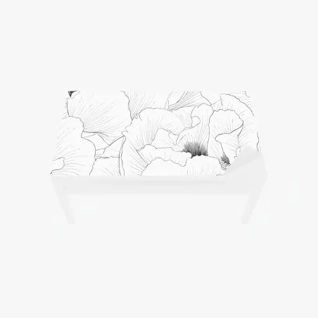 Adesivo per tavolo e scrivania motivo floreale in bianco e nero • Wallissimo®