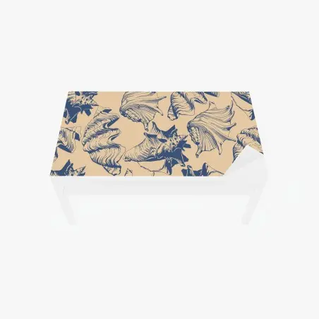 Adesivo per tavolo e scrivania motivo conchiglie marino blu e beige • Wallissimo®
