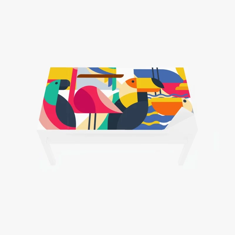 Adesivo per tavolo e scrivania uccelli tropicali in stile geometrico