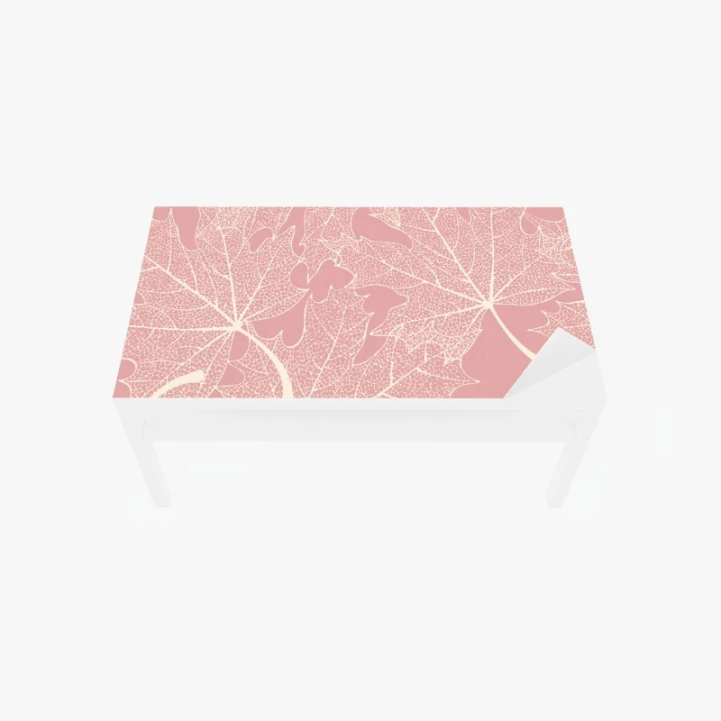 Adesivo per tavolo e scrivania motivo foglie scheletrate rosa tenue