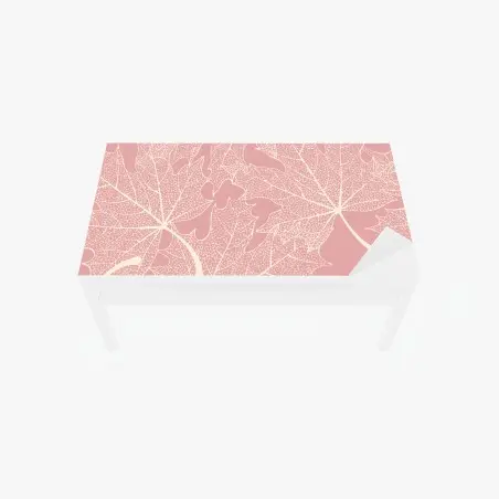 Adesivo per tavolo e scrivania motivo foglie scheletrate rosa tenue • Wallissimo®