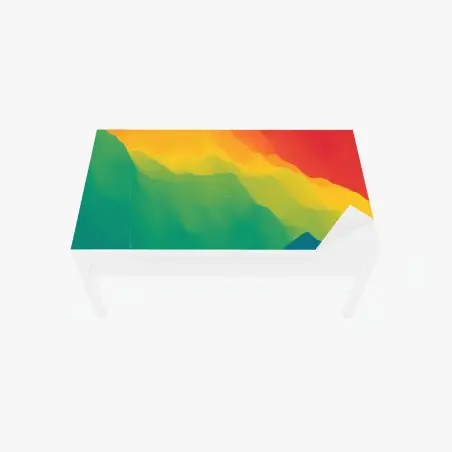 Adesivo per tavolo e scrivania paesaggio montano astratto dai colori vibranti • Wallissimo®
