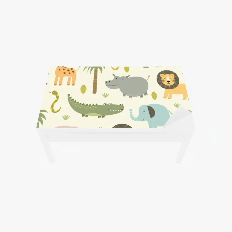 Adesivo per tavolo e scrivania motivo safari giocoso per cameretta