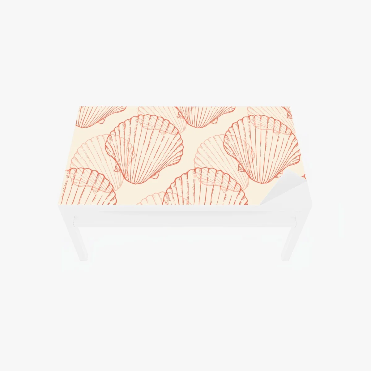 Adesivo per tavolo e scrivania motivo di conchiglie corallo su sfondo beige • Wallissimo® Adesivo per tavolo e scrivania motivo di conchiglie corallo su sfondo beige • Wallissimo®