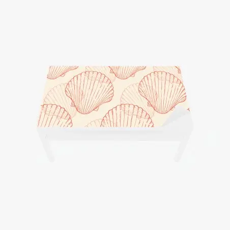 Adesivo per tavolo e scrivania motivo di conchiglie corallo su sfondo beige • Wallissimo®
