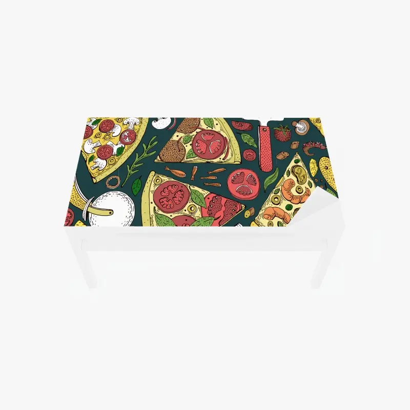 Adesivo per tavolo e scrivania motivo pizza illustrata colorata per pareti