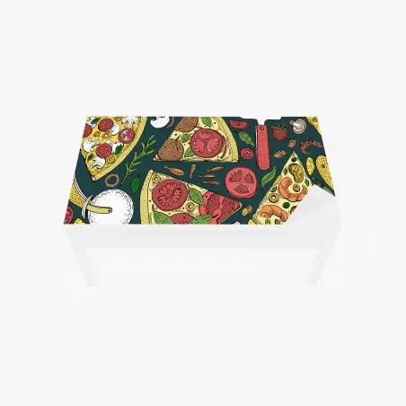 Adesivo per tavolo e scrivania motivo pizza illustrata colorata per pareti • Wallissimo®
