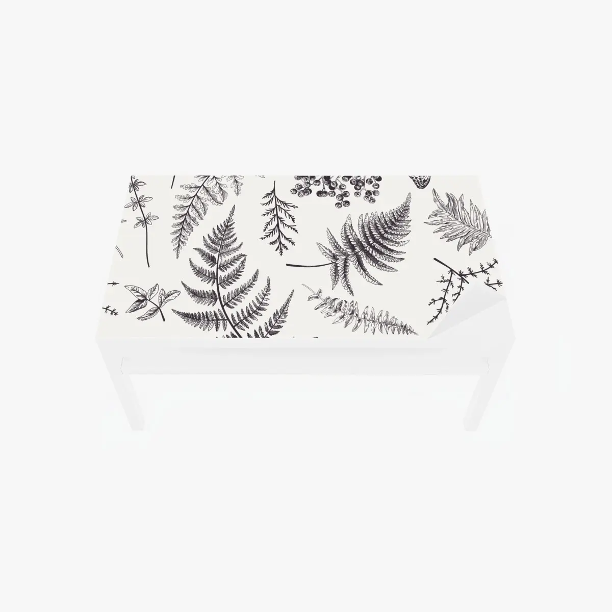 Adesivo per tavolo e scrivania eleganza botanica con felci e bacche • Wallissimo®
