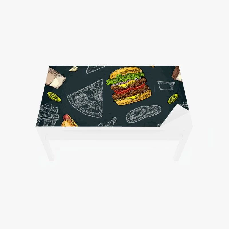 Adesivo per tavolo e scrivania motivo cibo da strada illustrato