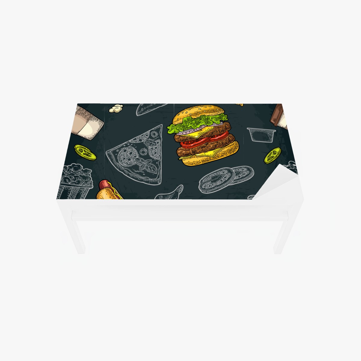 Adesivo per tavolo e scrivania motivo cibo da strada illustrato • Wallissimo®