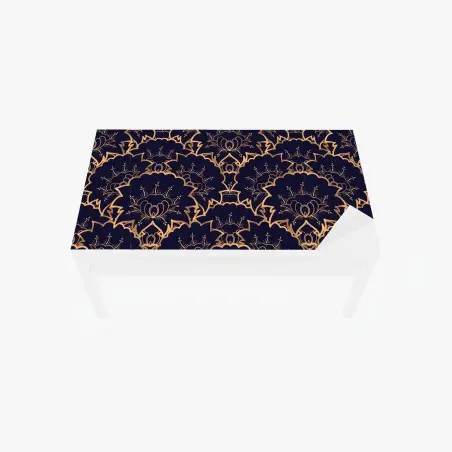Adesivo per tavolo e scrivania eleganza ornamentale dorata su blu notte • Wallissimo®