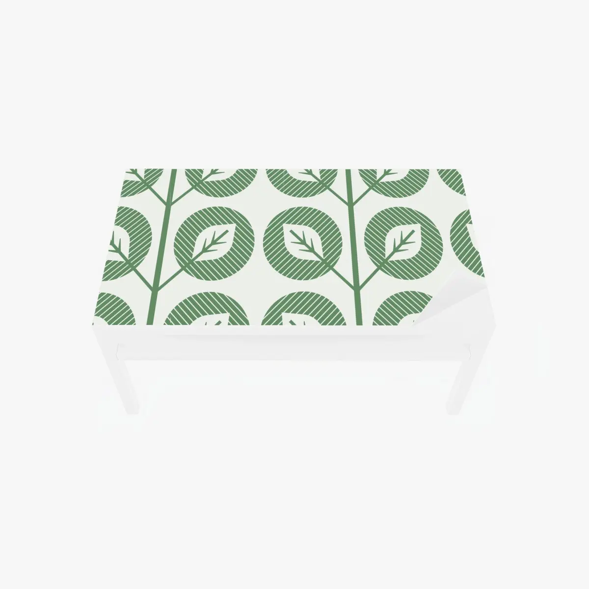 Adesivo per tavolo e scrivania motivo foglie geometriche verde salvia per pareti • Wallissimo®