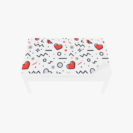 Adesivo per tavolo e scrivania motivo romantico a cuori e forme geometriche • Wallissimo®
