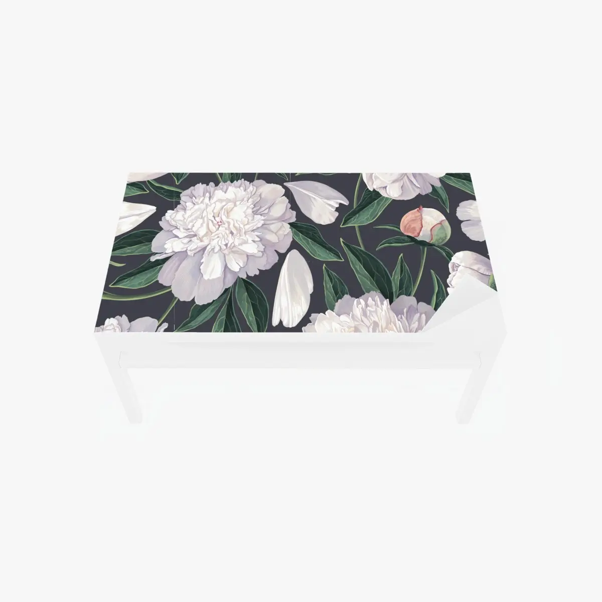 Adesivo per tavolo e scrivania eleganza di peonie su sfondo scuro • Wallissimo®