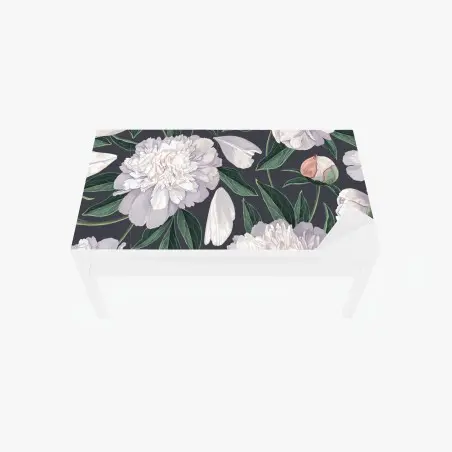 Adesivo per tavolo e scrivania eleganza di peonie su sfondo scuro • Wallissimo®