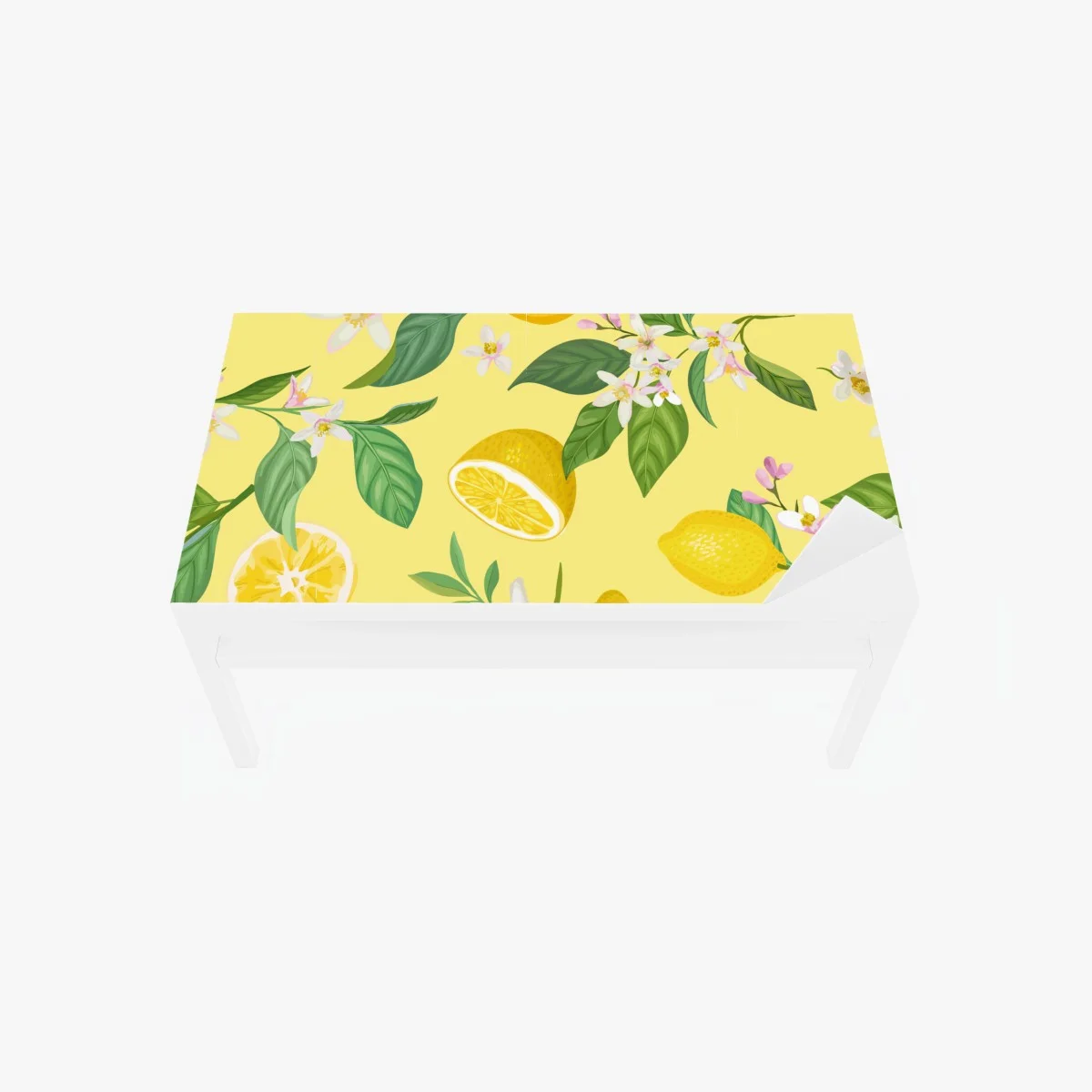 Adesivo per tavolo e scrivania motivo limoni e fiori su sfondo giallo • Wallissimo® Adesivo per tavolo e scrivania motivo limoni e fiori su sfondo giallo • Wallissimo®