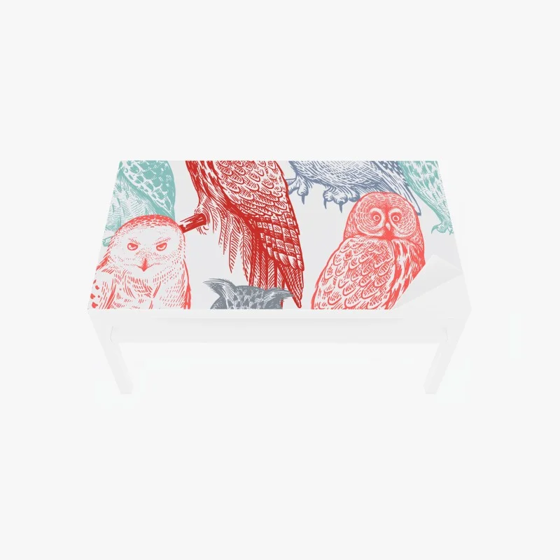 Adesivo per tavolo e scrivania motivo gufi illustrati colorato