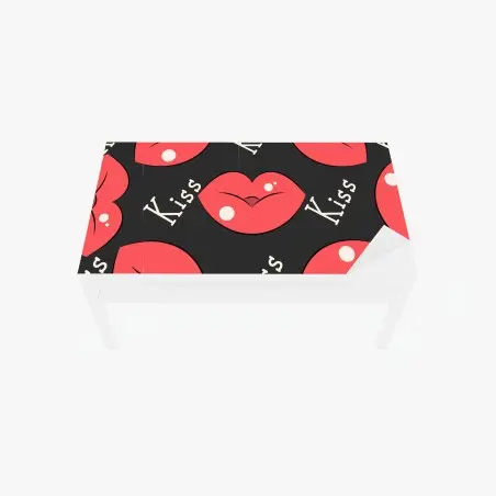 Adesivo per tavolo e scrivania motivo labbra rosse in stile pop art • Wallissimo®