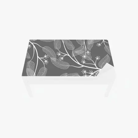 Adesivo per tavolo e scrivania motivo botanico elegante in bianco e grigio • Wallissimo®
