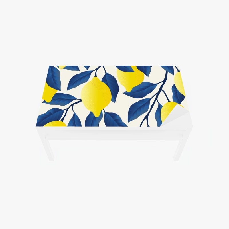 Adesivo per tavolo e scrivania motivo limoni e foglie blu per decorare