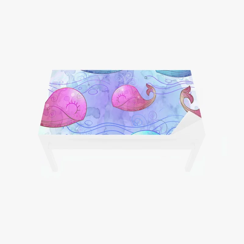 Adesivo per tavolo e scrivania balene acquerellate in stile giocoso