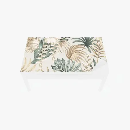 Adesivo per tavolo e scrivania motivo tropicale elegante con fiori e foglie • Wallissimo®