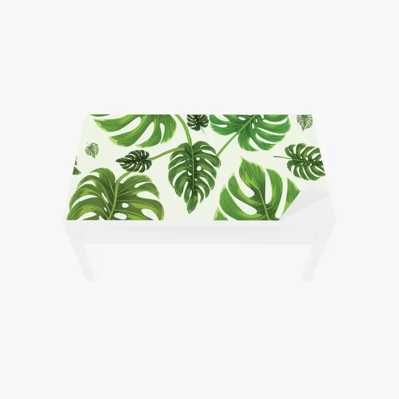 Adesivo per tavolo e scrivania motivo tropicale con foglie di monstera