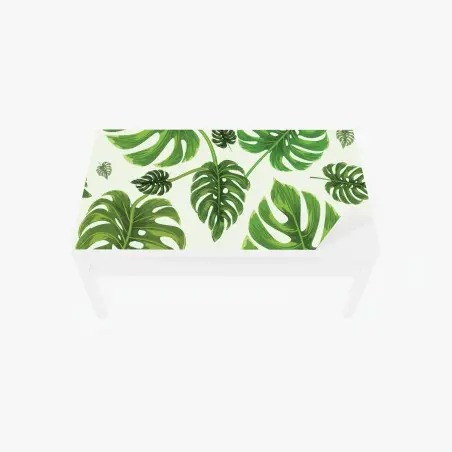 Adesivo per tavolo e scrivania motivo tropicale con foglie di monstera • Wallissimo®