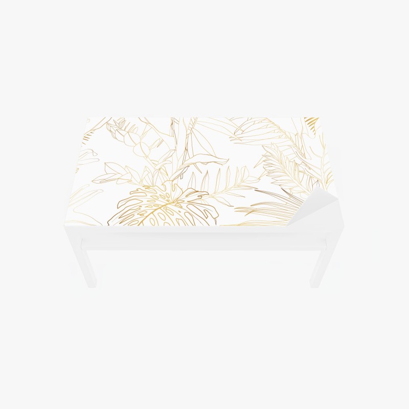 Adesivo per tavolo e scrivania motivo botanico tropicale in linee dorate