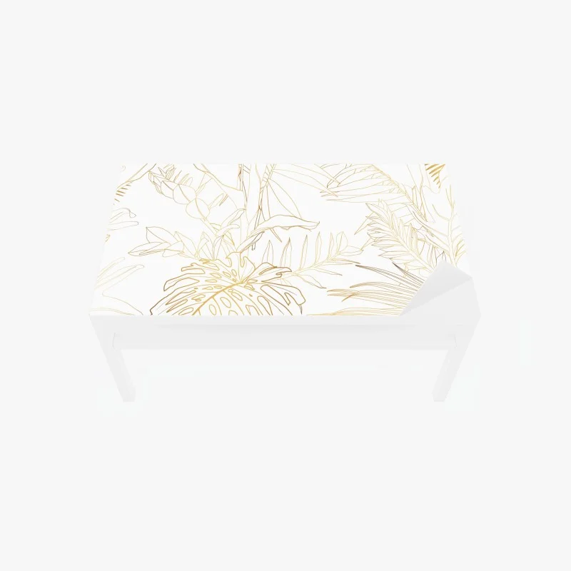 Adesivo per tavolo e scrivania motivo botanico tropicale in linee dorate