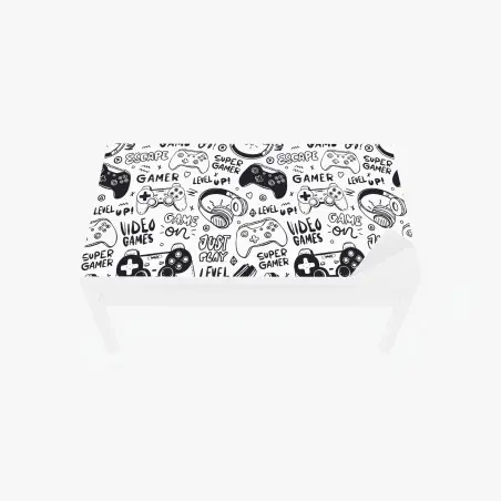 Adesivo per tavolo e scrivania pattern videogiochi e controller in bianco e nero • Wallissimo®